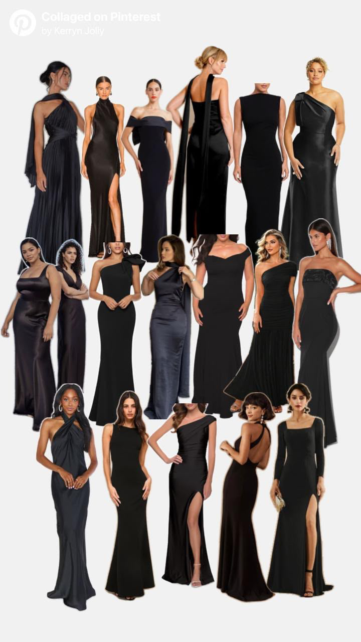 Floor-length black dresses
